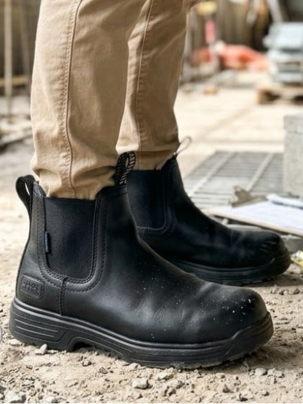 Ariat Work Turbo Men 10.5 EE Black Leather Waterproof Slip On Chelsea Work Boots